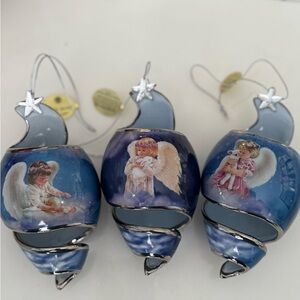 Bradford Editions Starlight Blessings Porcelain Angel Christmas Ornaments